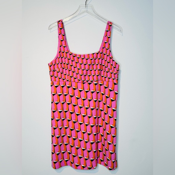 Diane Von Furstenberg Target Modern Geo Pink Print Shift Mini Dress Size 16 - Picture 3 of 12